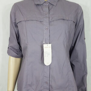 Merrell vented rolled tab sleeve button up shirt M